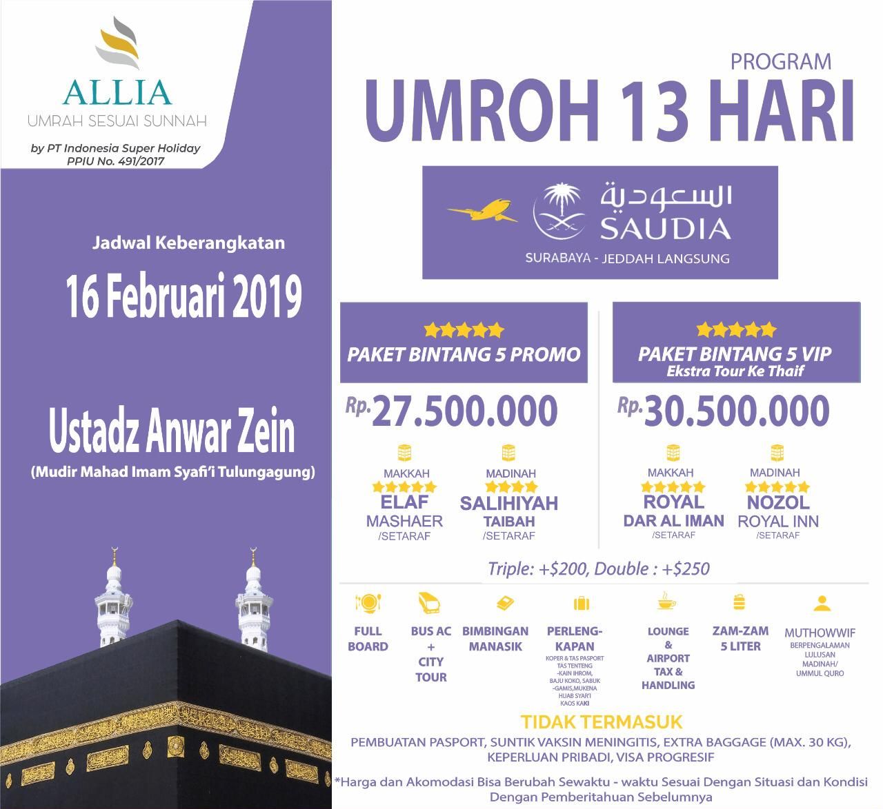 PAKET UMROH 13 HARI FEBRUARI 2019