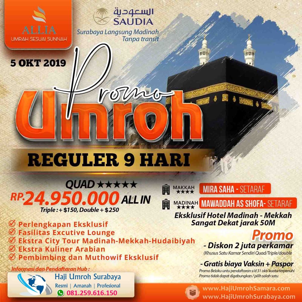 promo umroh murah reguler 9 hari surabaya