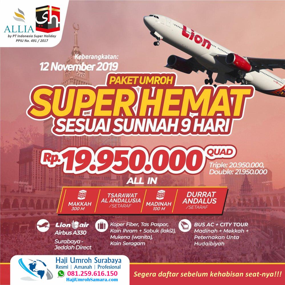 PAKET UMROH MURAH NOVEMBER 2019 SURABAYA