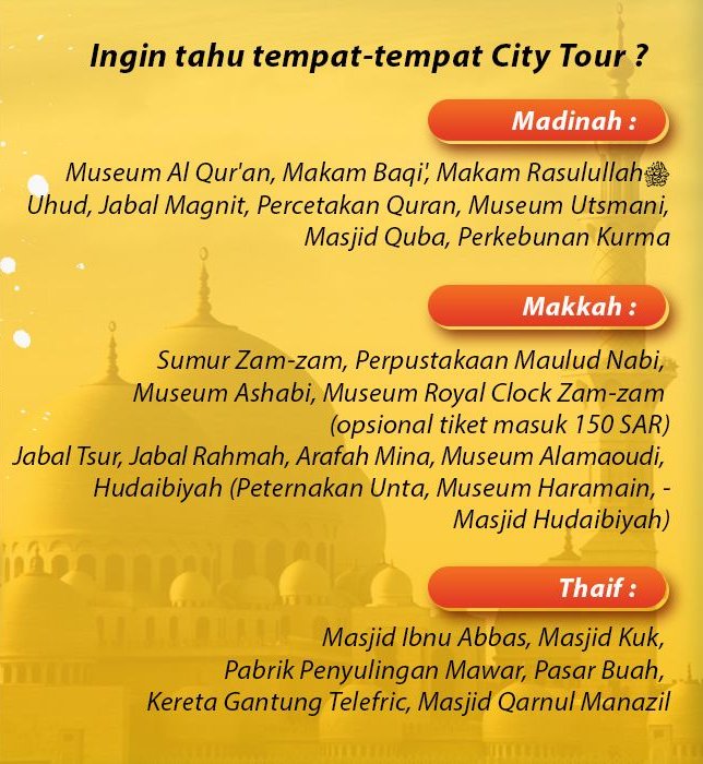 City Tour Umroh Mekkah Madinah Thaif